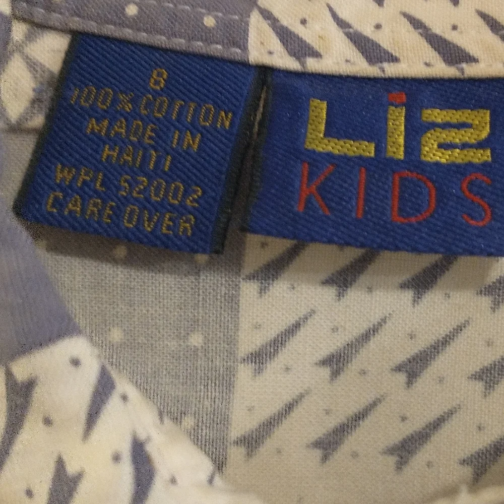 Liz Claiborne Kids Size 8 Button up Grey and White Checkered Pattern Shirt. - Picture 2 of 5